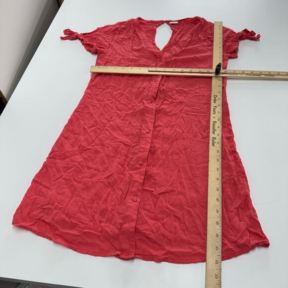 Jacqueline De Yong‎ Dress Womens 34 X Small Pink Rose Of Sharon Mini Button Down - Picture 9 of 11